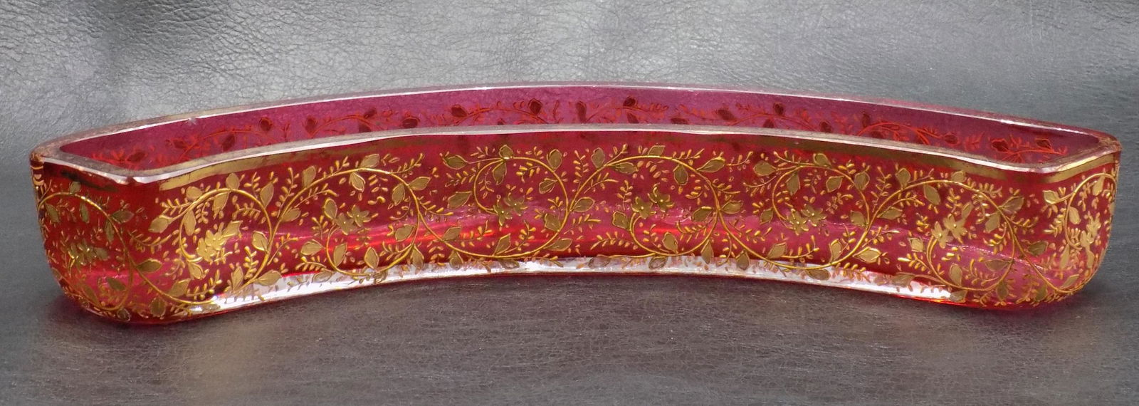 Magnificent vintage gold decorated art glass Moser tray (1 of 11)