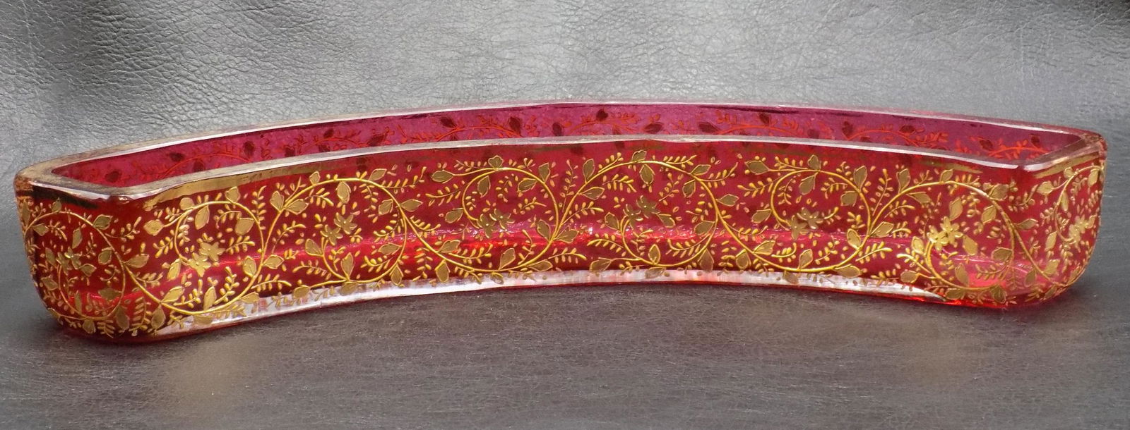 Magnificent vintage gold decorated art glass Moser tray (1 of 7)