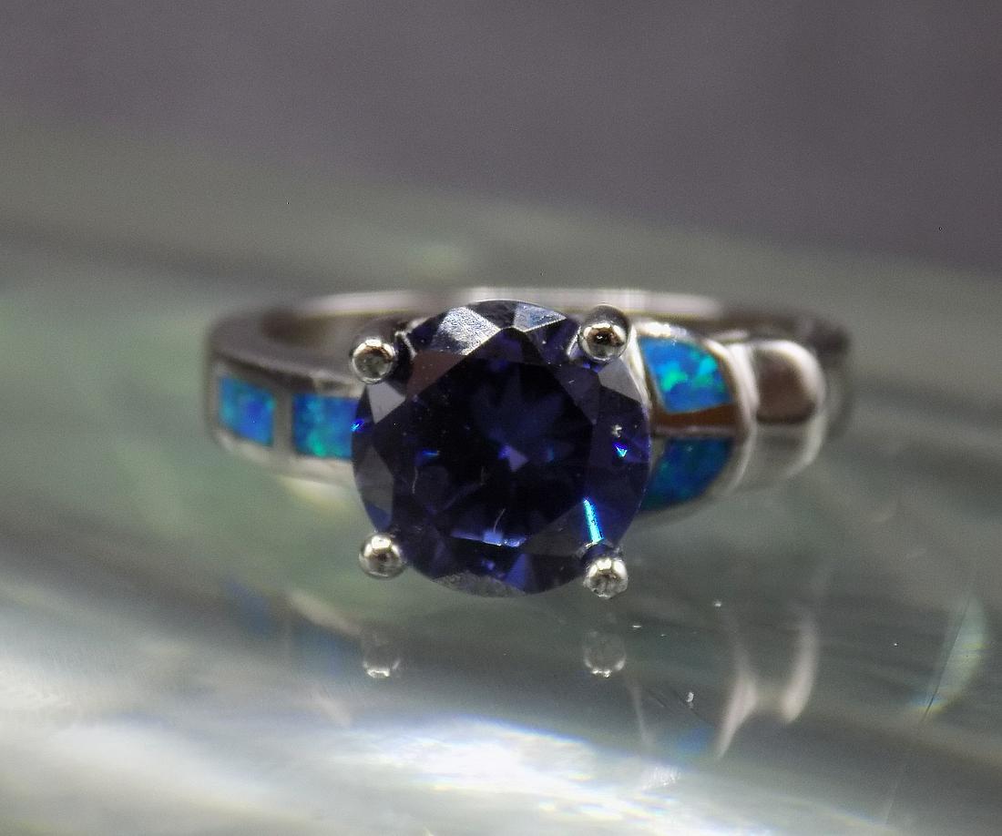 2 cwt. tanzanite & blue fire opal .925 sterling silver ring (1 of 4)