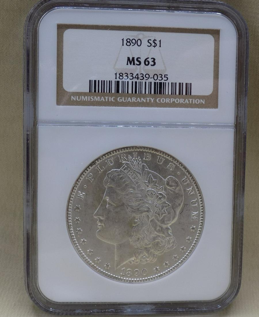 1890 MS63 graded NGC Morgan silver dollar (1 of 3)