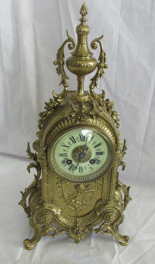Fancy Victorian French brass clock with cupid (1 of 8)