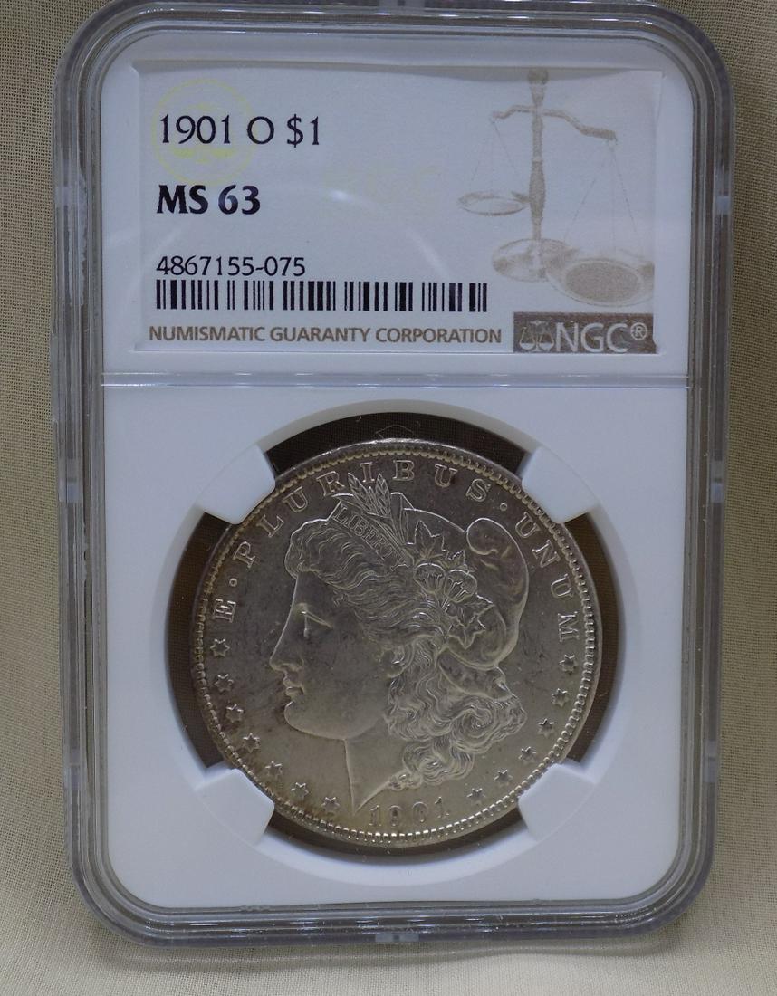 1901 O   MS63 graded NGC Morgan silver dollar (1 of 3)