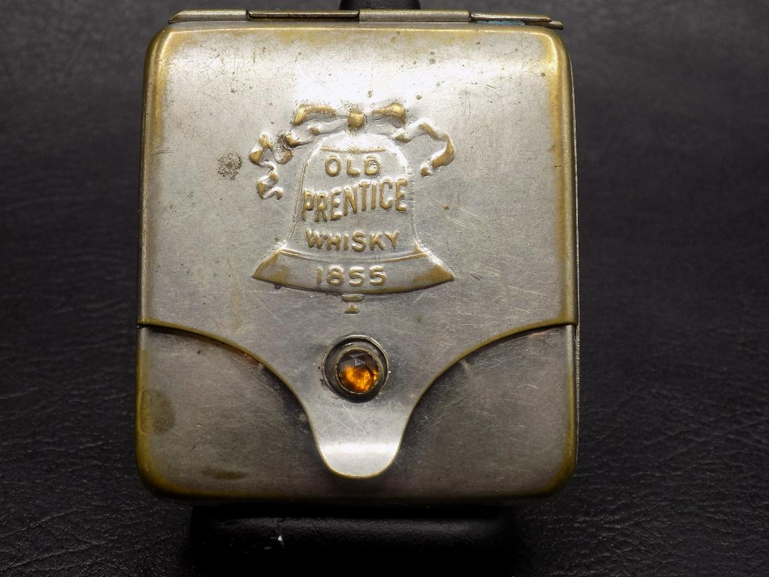 Rare 1855 Old Prentice Whisky advertising match safe holder (1 of 5)