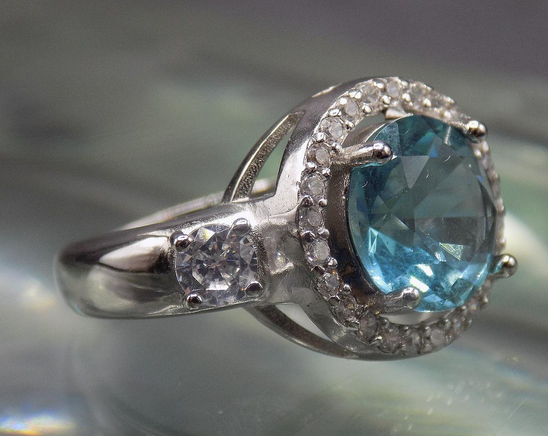 4 cwt. aquamarine & topaz .925 sterling silver ring (1 of 4)
