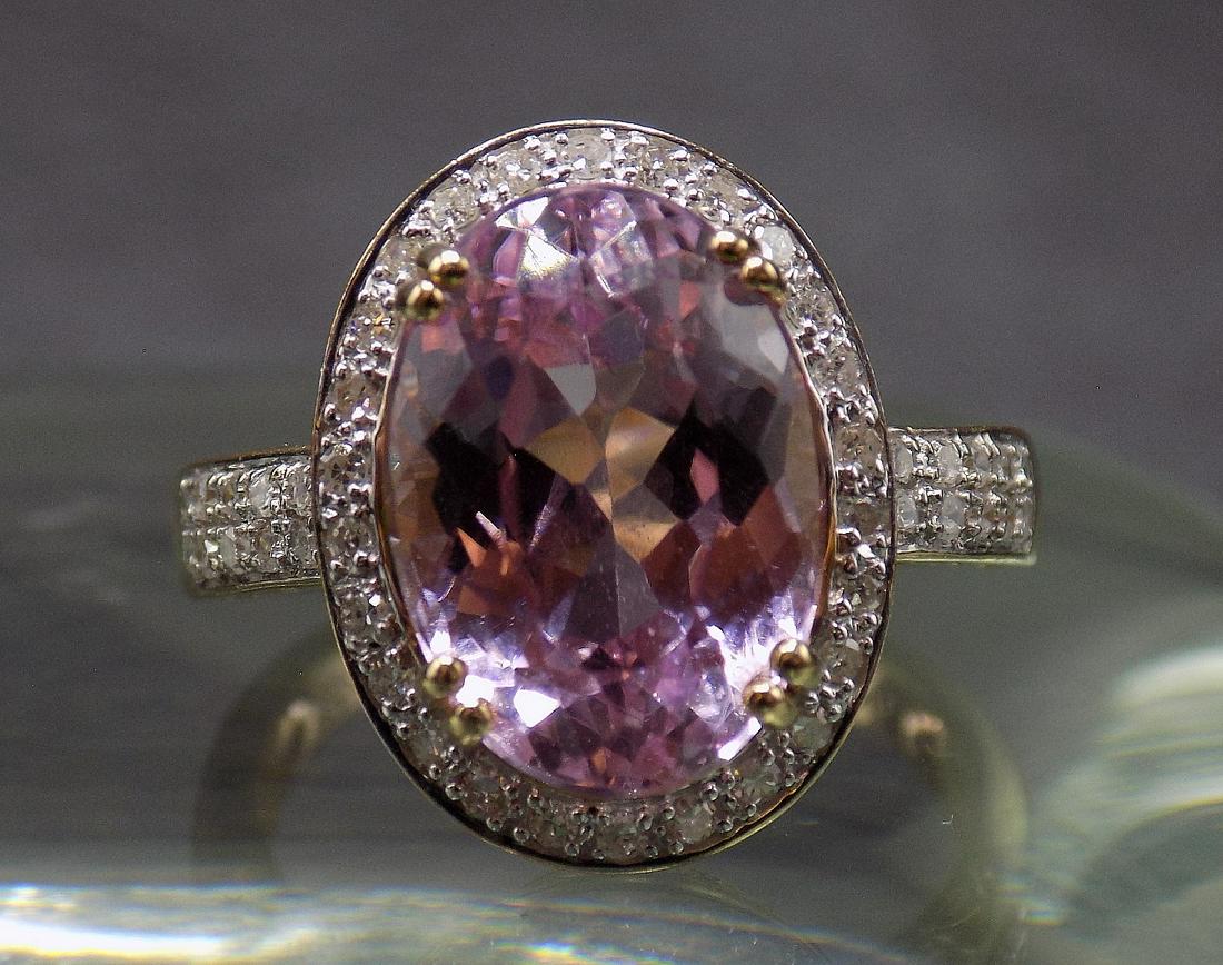 Beautiful 7.22ct Kunzite & 46 diamonds 14k gold ring (1 of 4)