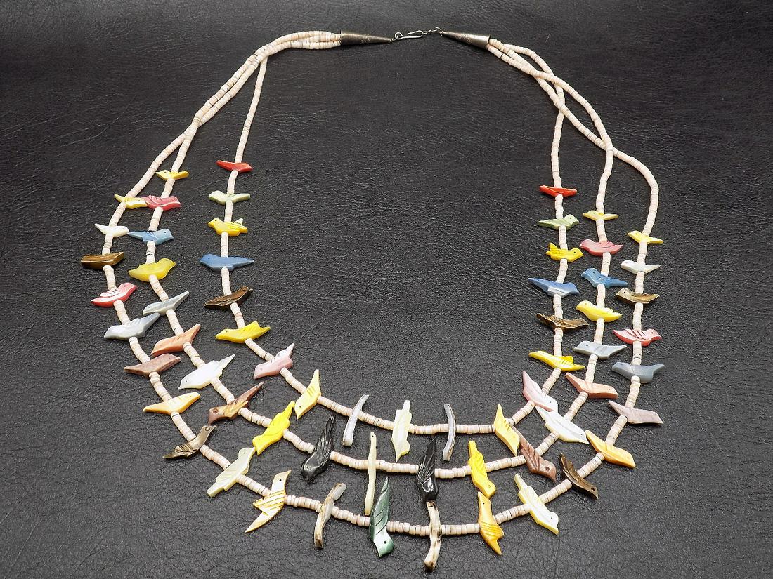 Vintage three strand Native American Indian necklace (1 of 7)