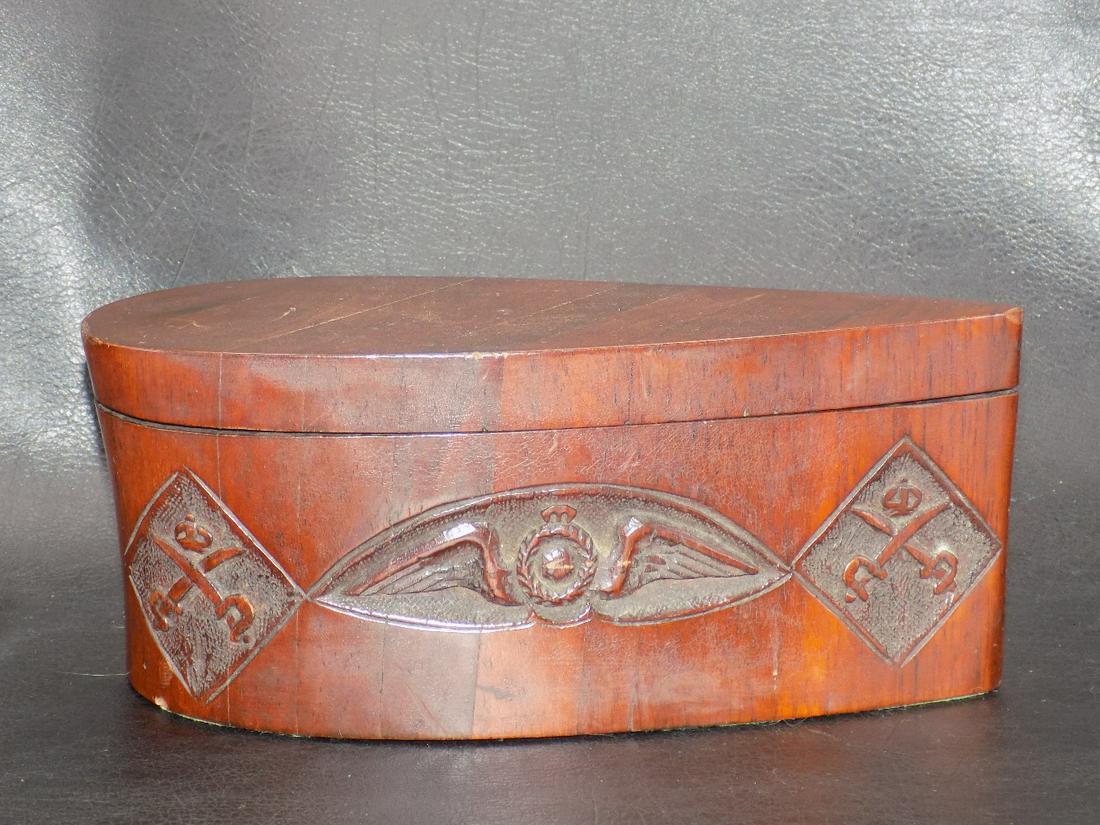 Vintage hand carved wood military field inkwell (1 of 8)