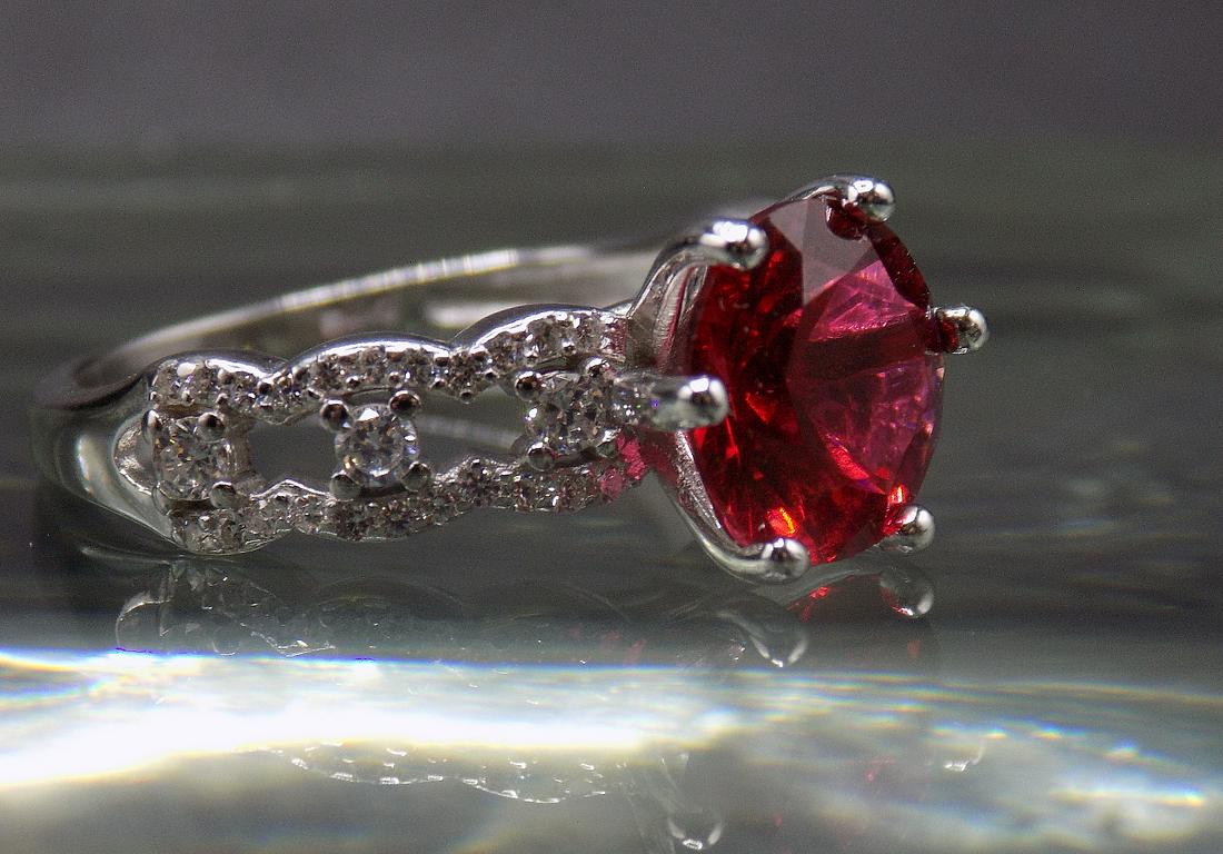 3 cwt. ruby & topaz .925 sterling silver ring (1 of 3)