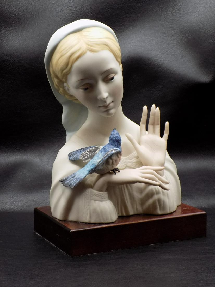 Lovely signed Cybis porcelain bust of lady with bird in hand (1 of 12)