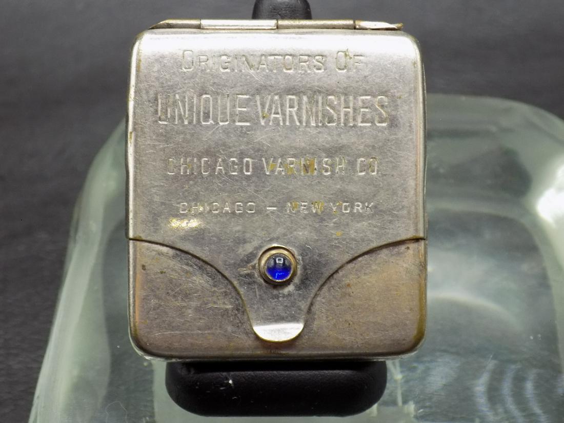 Antique advertising match safe Unique Varnishes.  Chicago New York (1 of 4)