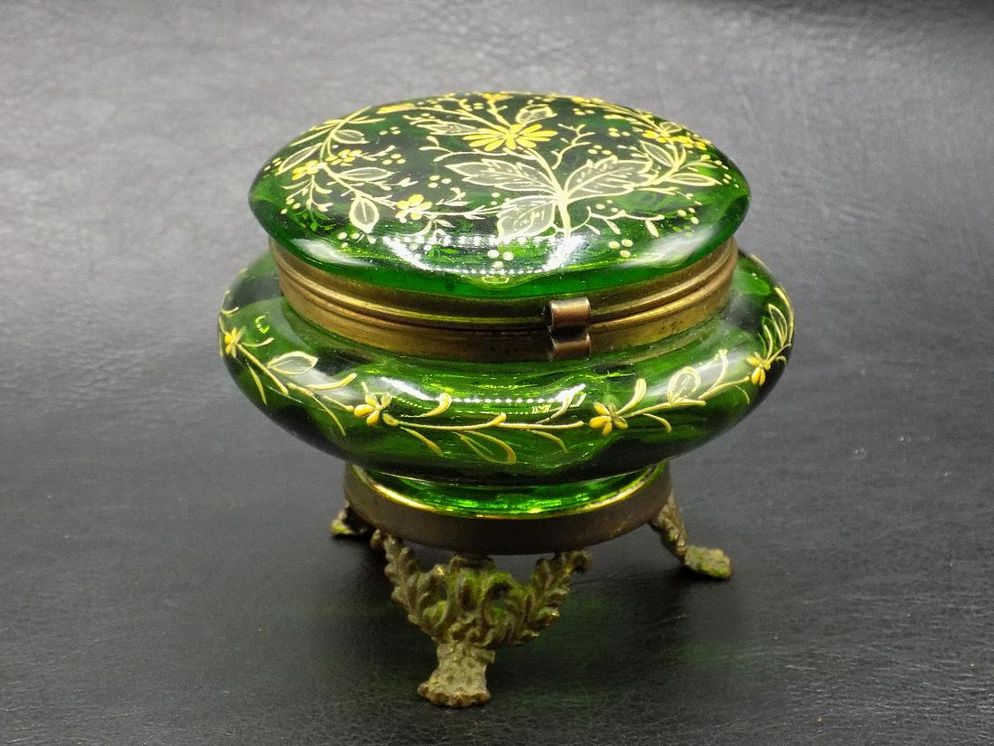 Beautiful antique art glass Moser decorated jewelry box (1 of 9)