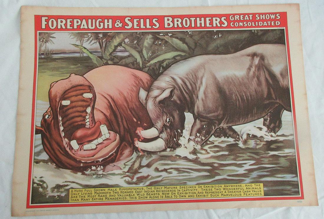 Vintage Forepaugh & Sells Brothers Great Shows Consolidated Circus Poster (1 of 7)