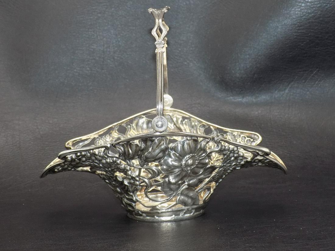 Fancy sterling vintage reticulated basket with flowers (1 of 7)