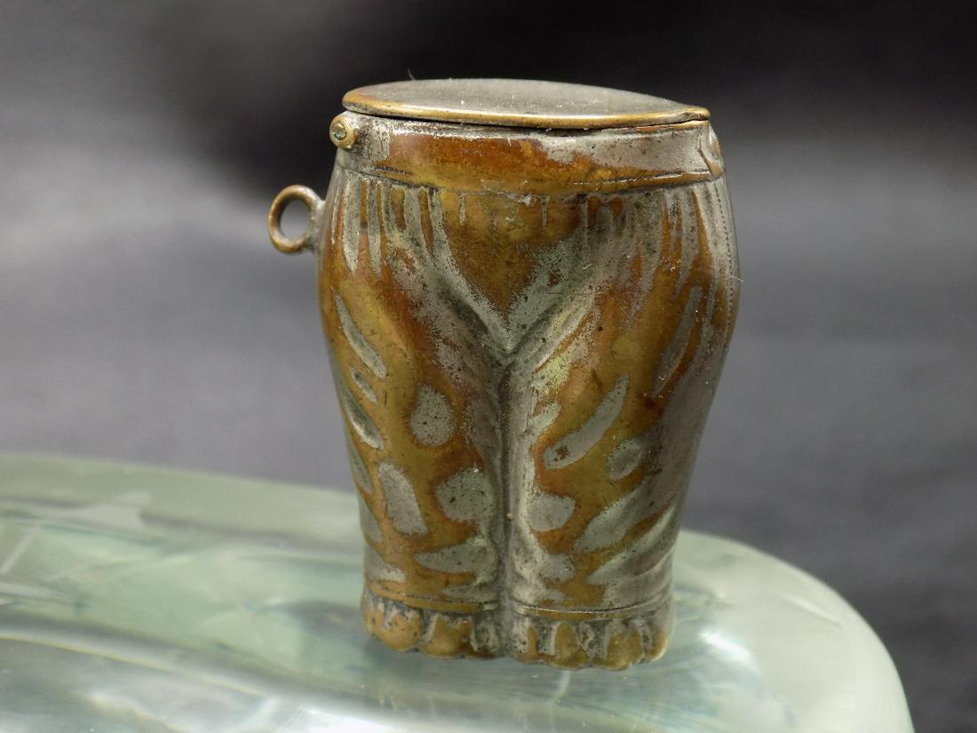 Unusual pants shaped antique match safe. (1 of 6)