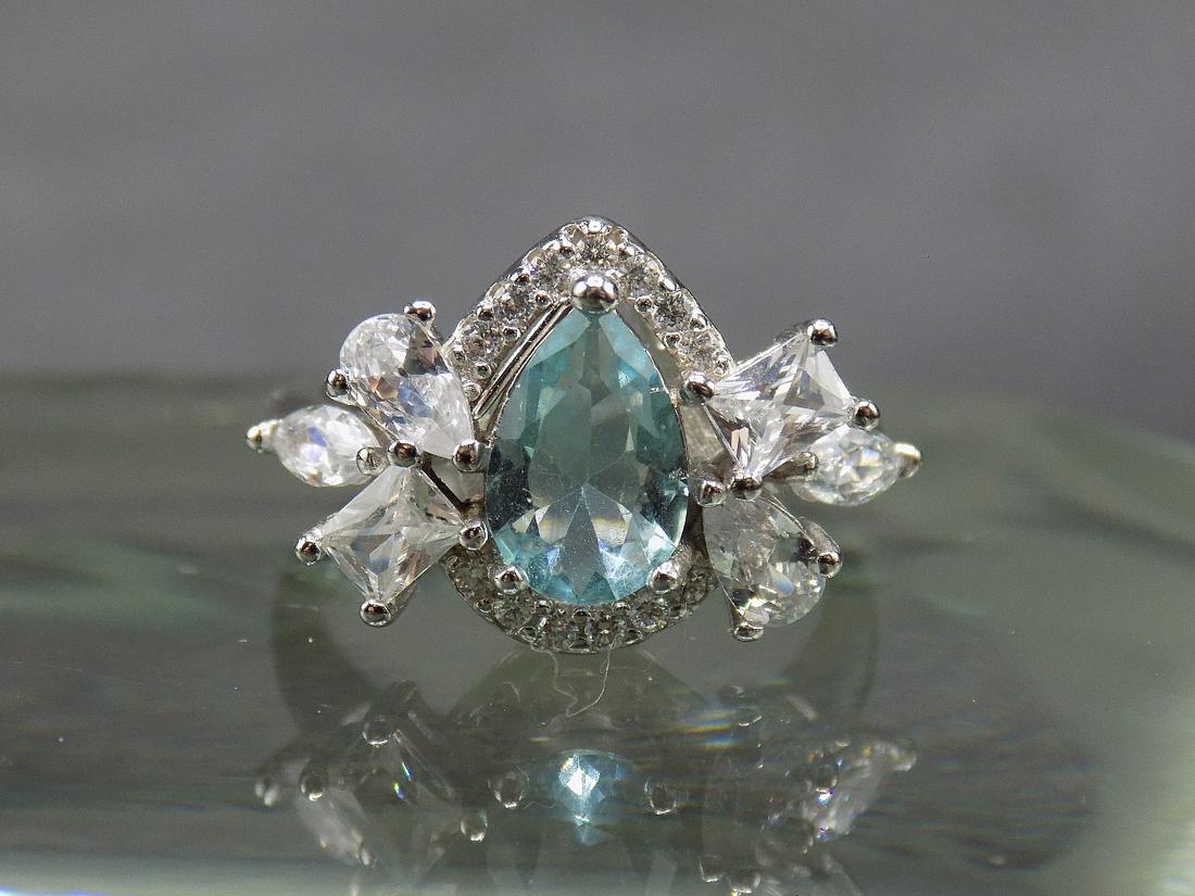 Beautiful 3 ctw aquamarine & topaz sterling ring (1 of 5)