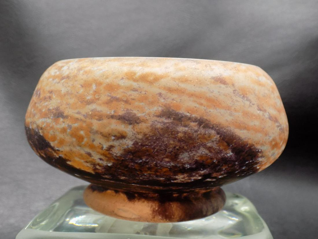 Vintage signed Daum Nancy art glass bowl: Vintage signed Daum Nancy art glass bowl. Signed on side of bowl as shown in photo. Beautiful colors. In very good original as found condition. Great quality & detail. 3 1/8 tall x 5 ½ inches wid