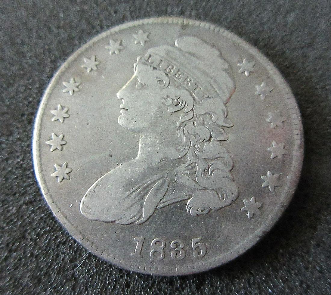 Nice looking 1835 Bust American Silver half dollar coin (1 of 2)