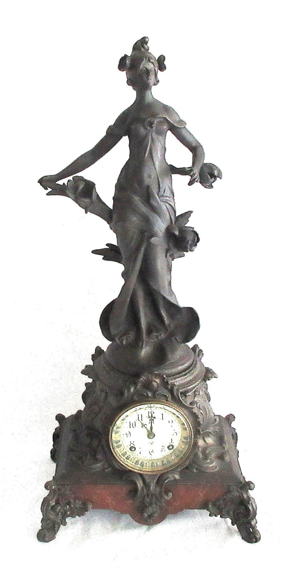Antique Cymric figural clock with Art Nouveau figural lady (1 of 9)