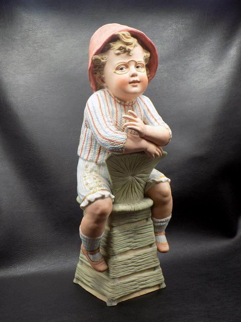 Large Vintage Porcelain Child on Chair.  Probably Heubach (1 of 10)