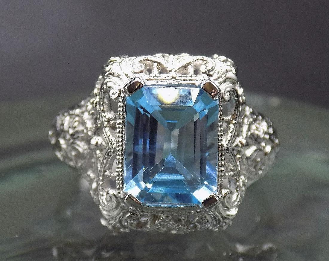 Beautiful 6 ct aquamarine sterling filigree ring (1 of 3)