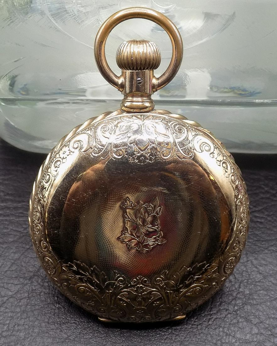 Fancy antique gold fill hunting case Illinois pocket watch (1 of 9)