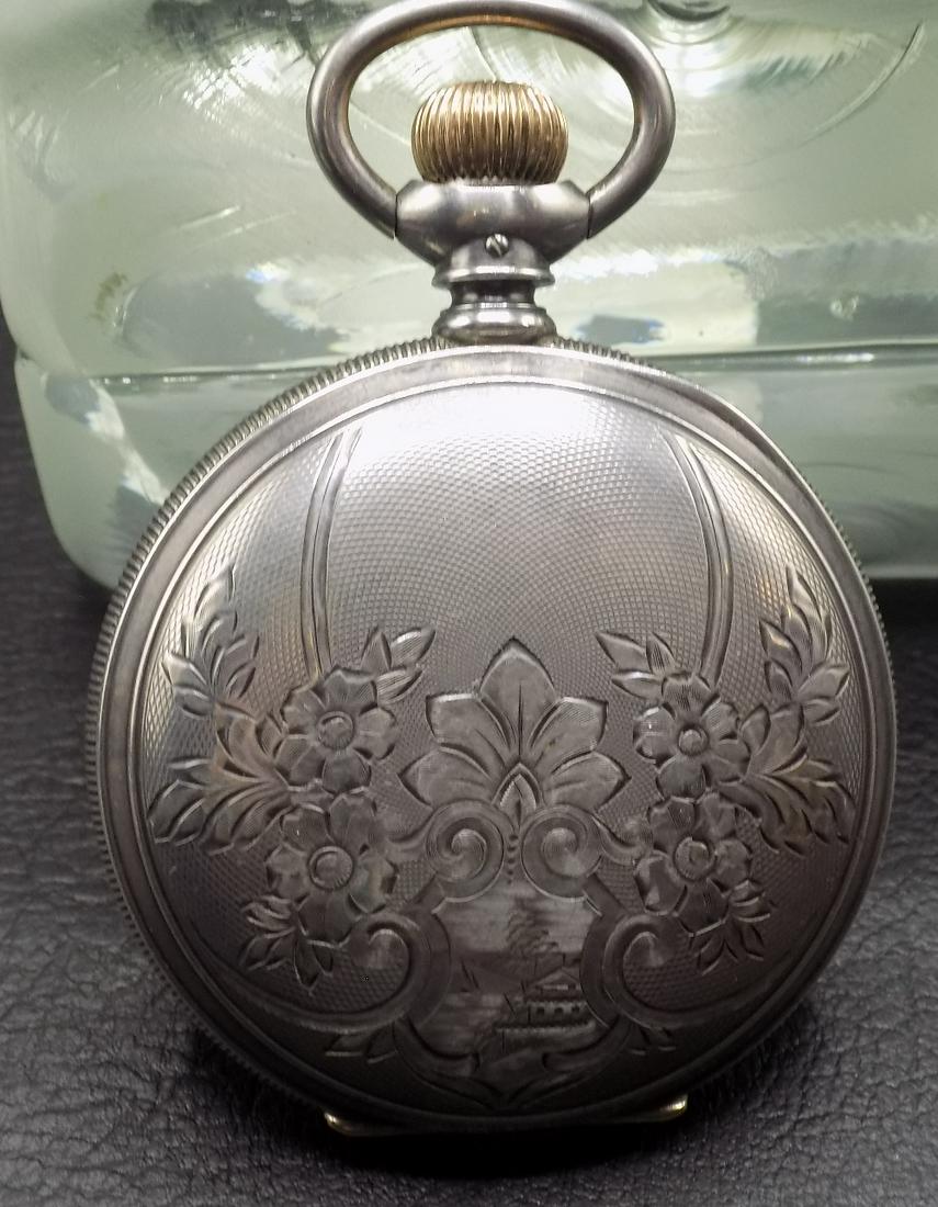 Fancy Antique Sterling Hunting Case Pocket Watch.  Illinois Watch (1 of 7)