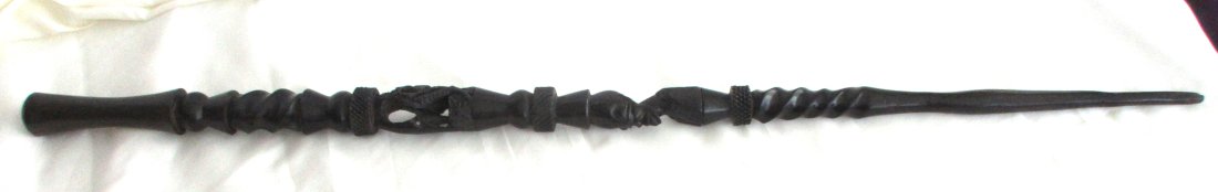 Vintage wood hand carved cane with African figure. (1 of 5)