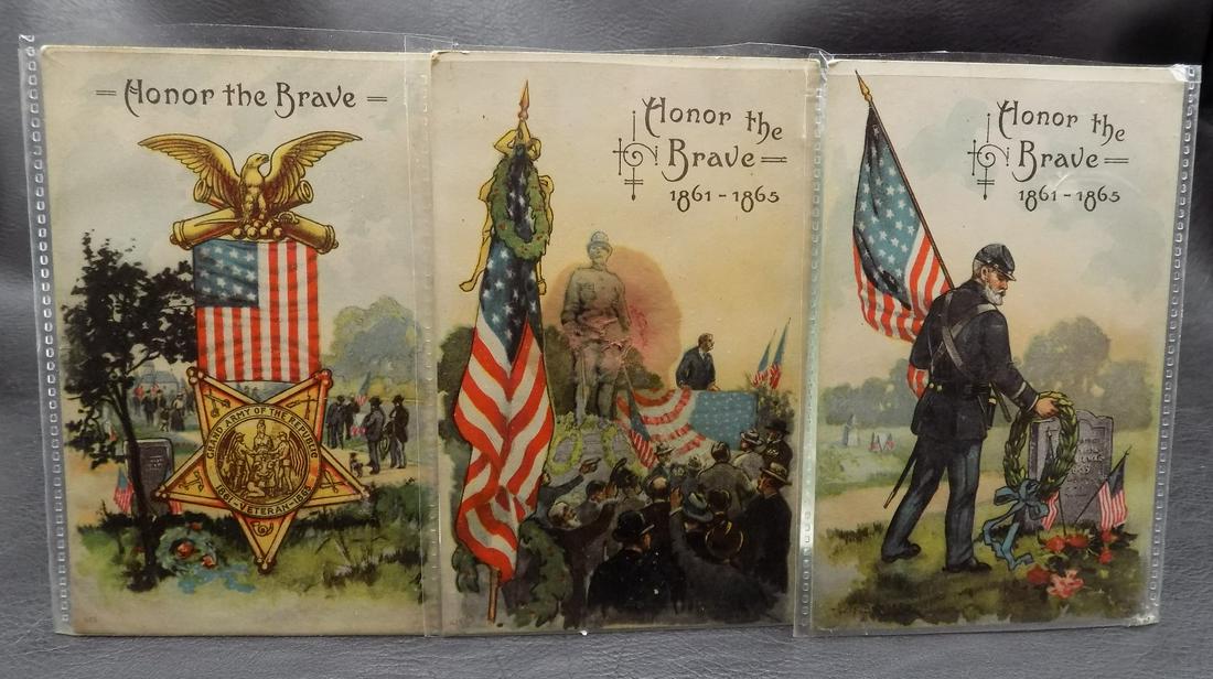 3 vintage civil war patriotic image post cards: 3 vintage civil war patriotic image post cards. In very good as found condition beautiful colors with Great quality & detail