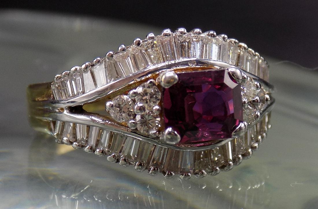 Beautiful ruby and 50 diamonds 18k gold ring: Beautiful ruby and 50 diamonds 18k gold ring. 1.33ct ruby. Great quality and detail. Please see appraisal for full description. Size 7
