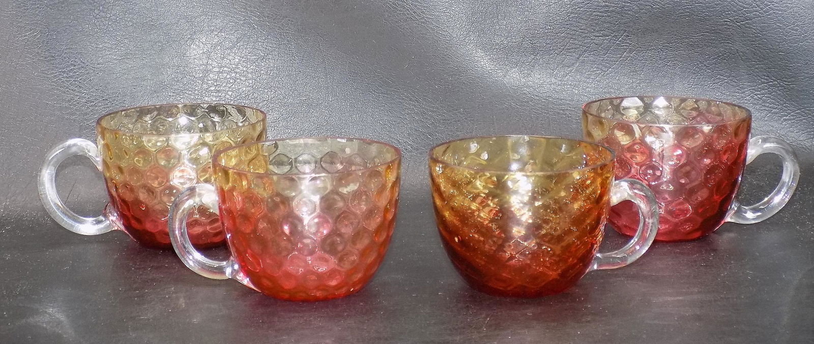 4 Antique Amberina Art Glass Cups (1 of 2)