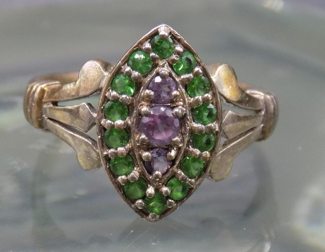 Beautiful Emerald and Amethyst Sterling Silver Ring. (1 of 4)