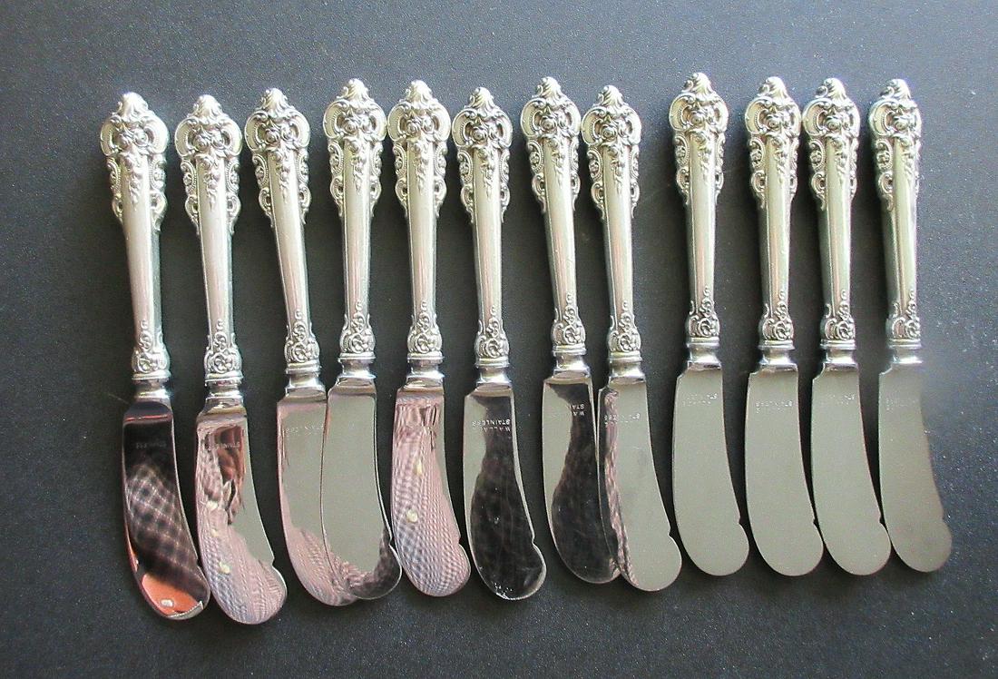 Elegant Vintage Grande Baroque Set of 12 Sterling Silver Butter Knives (1 of 5)