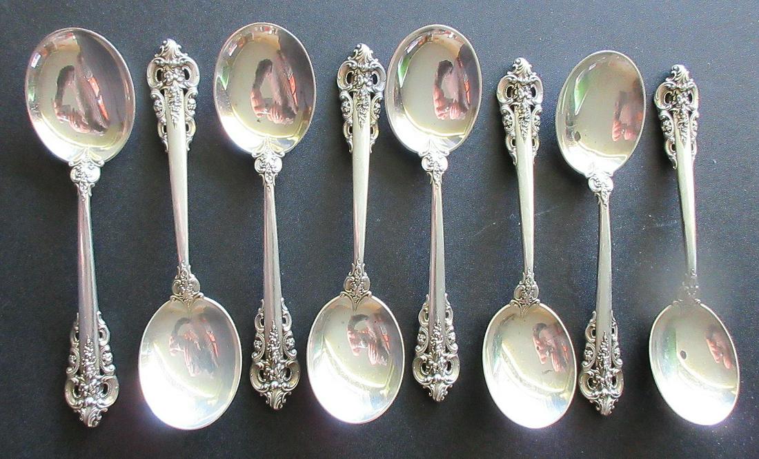 Elegant Vintage Grande Baroque Set of 8 Sterling Silver Soup Spoons (1 of 4)