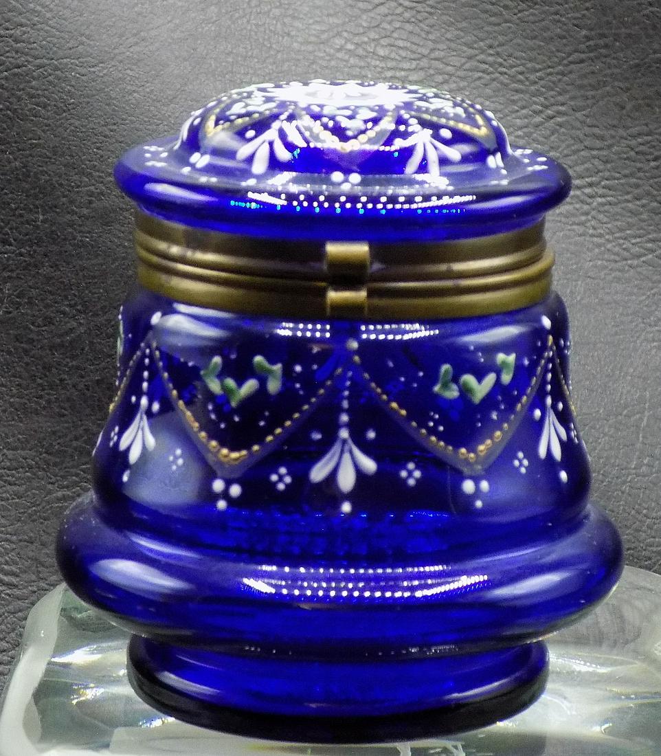 Elegant Victorian Cobalt Blue Art Glass Jewelry Box (1 of 9)