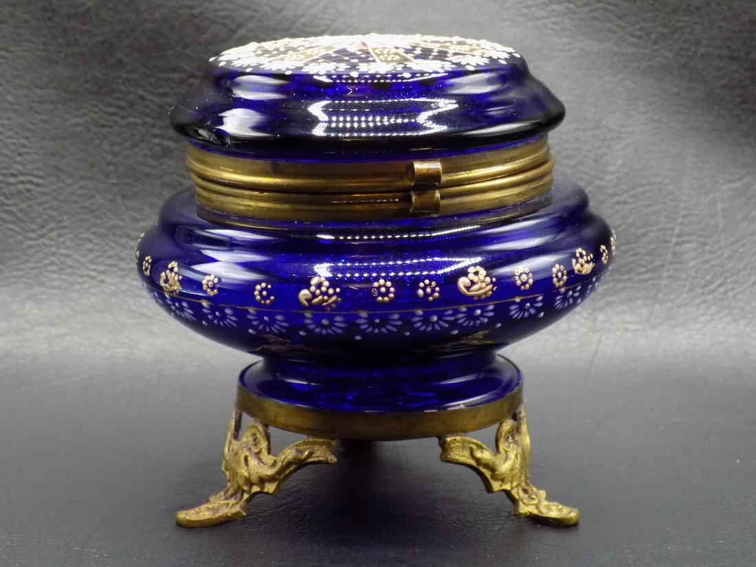 Elegant Victorian Cobalt Blue Art Glass Jewelry Box. (1 of 10)