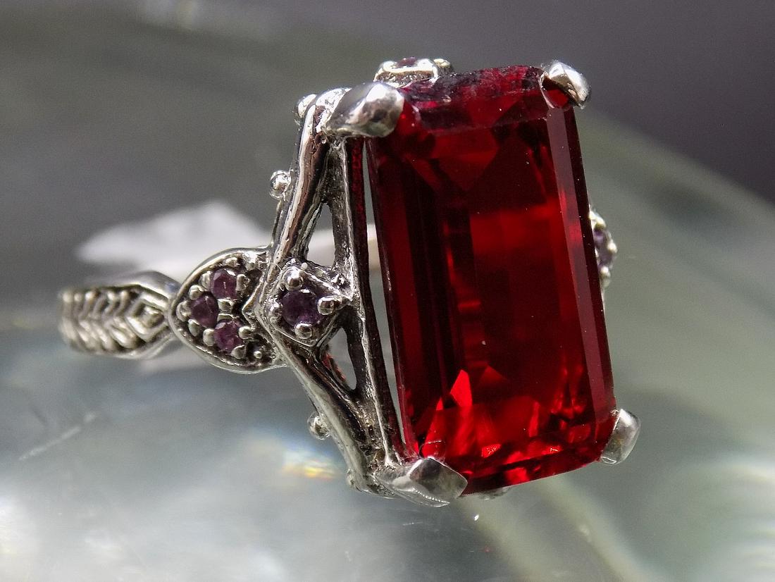 Beautiful 10 ct. Ruby and Sapphire Filigree Sterling Silver Ring (1 of 6)