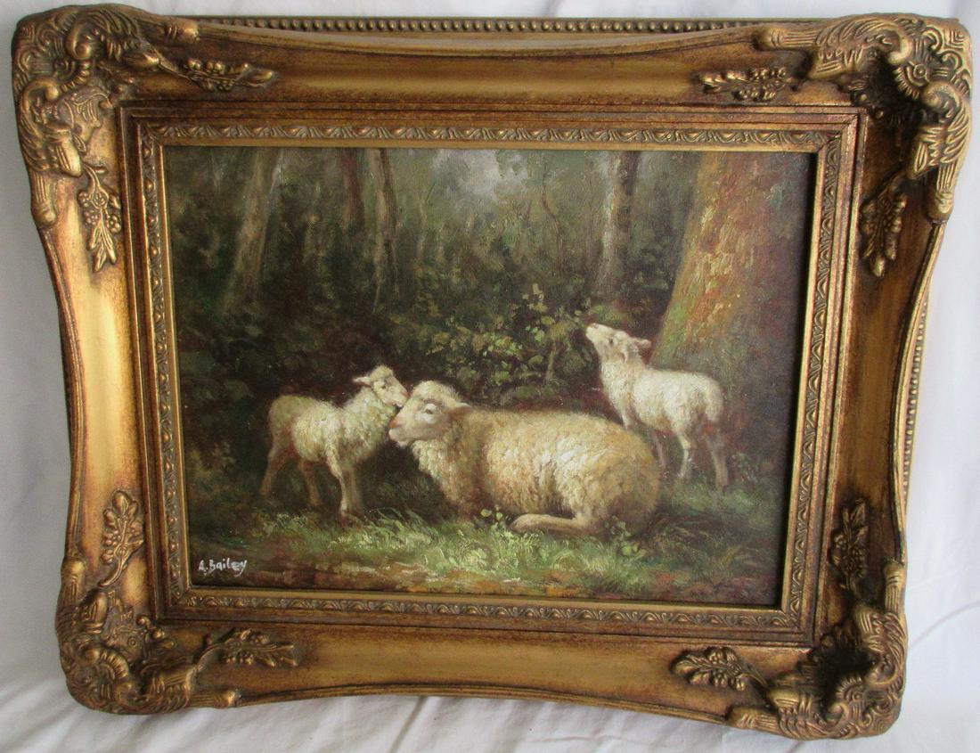 Good looking oil on canvas of sheep (1 of 5)