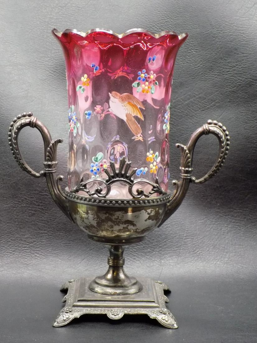 Exquisite Victorian Rubina Decorated Art Glass Celery (1 of 14)