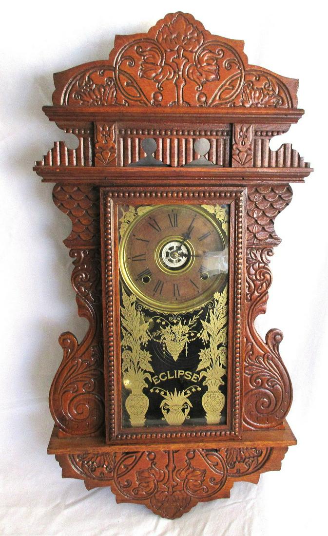 Antique Ornate Seth Thomas Eclipse Hanging Wall Clock (1 of 9)
