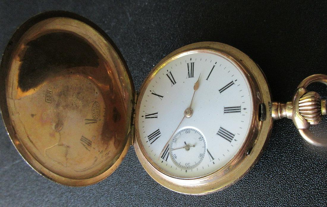 Fancy Antique Engraved 14k gold Hunting Case Pocket Watch (1 of 8)