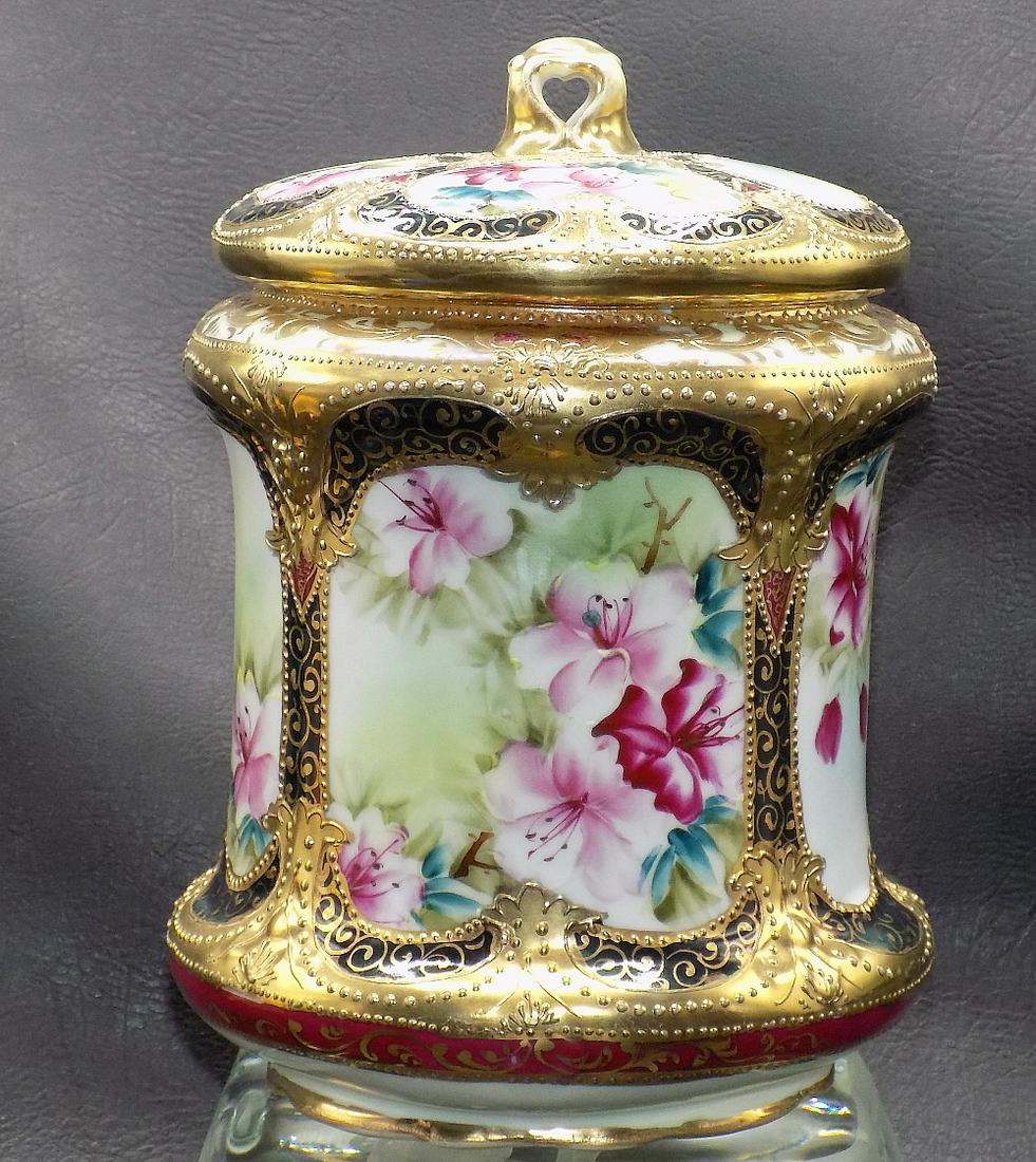 Elegant Antique Highly Decorated Nippon Covered Cracker Jar (1 of 12)