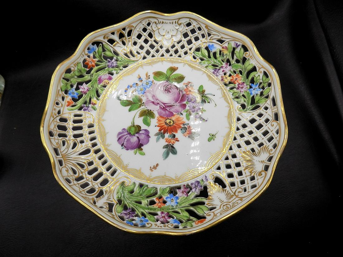 Beautiful Antique Hand Painted  Dresden Compote (1 of 8)