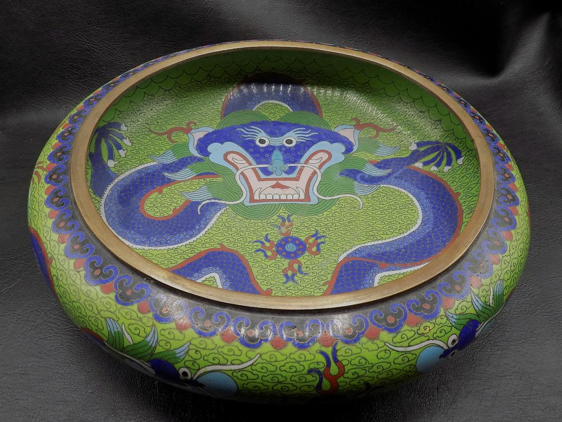 Large Vintage Oriental Cloisonne Bowl with Dragons (1 of 11)