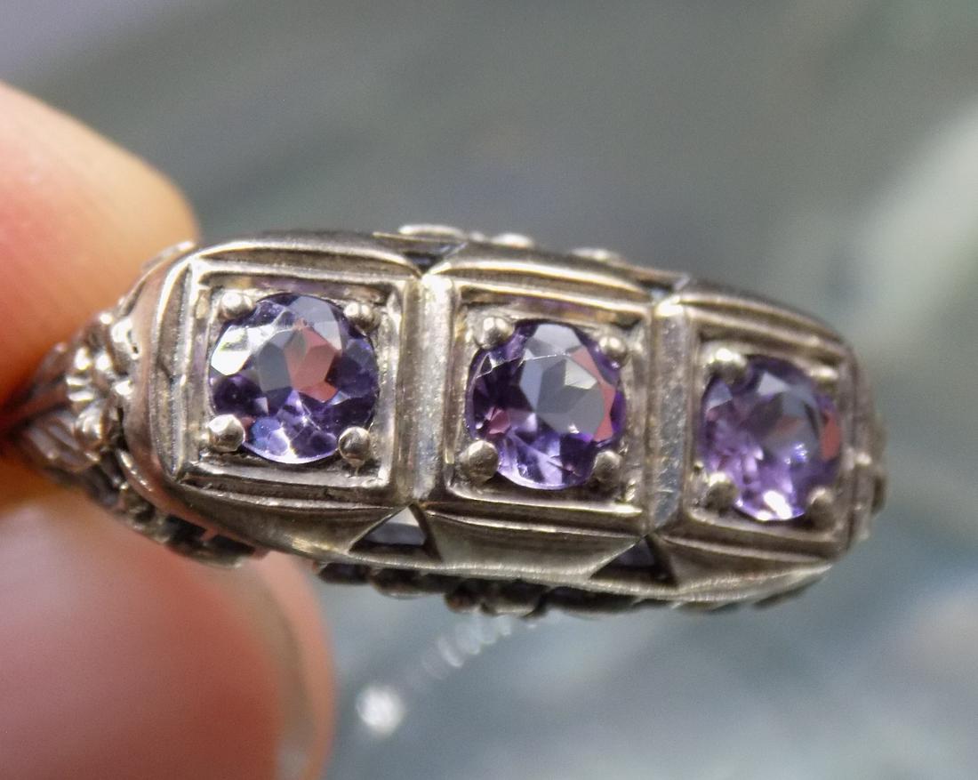 Beautiful 2 cwt Amethyst Filigree Sterling Silver Ring (1 of 4)