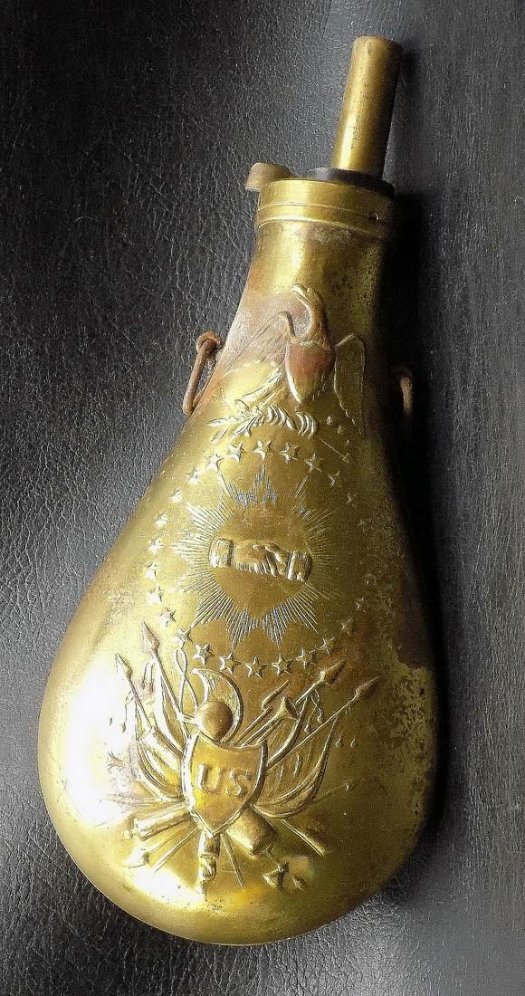 Antique Patriotic Brass Powder Flask (1 of 7)