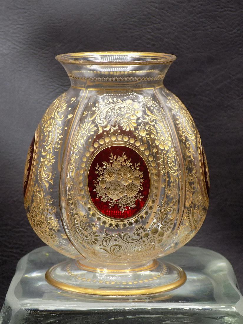 Highly decorated vintage Moser art glass vase (1 of 9)