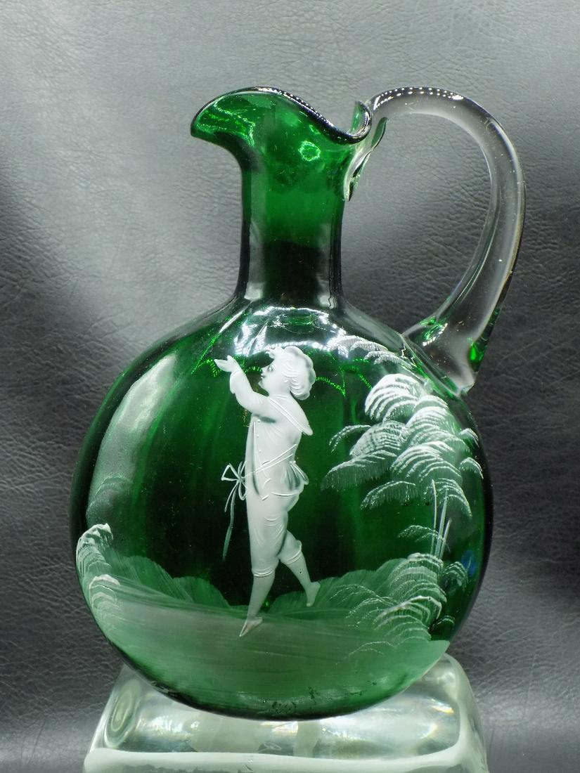 Lovely vintage art glass pitcher with enamel decoration (1 of 4)