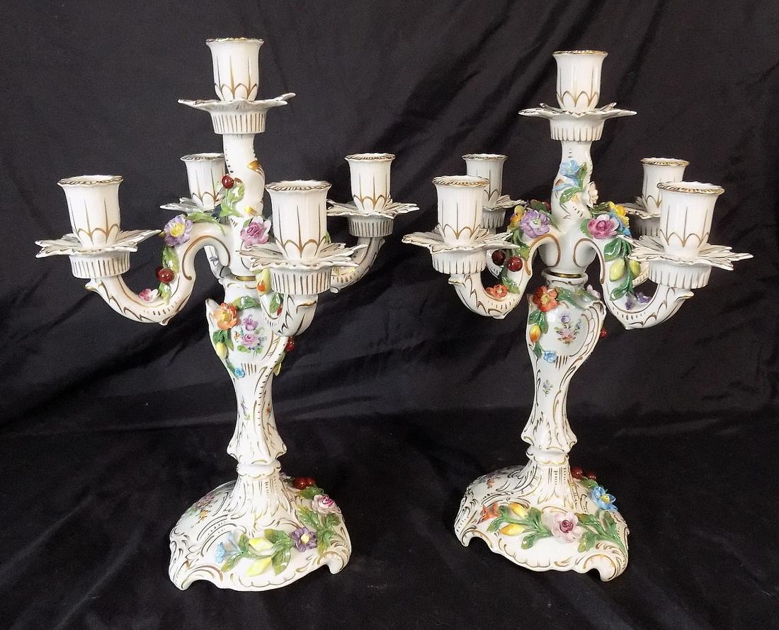 Exquisite antique Dresden hand decorated porcelain candelabras (1 of 11)
