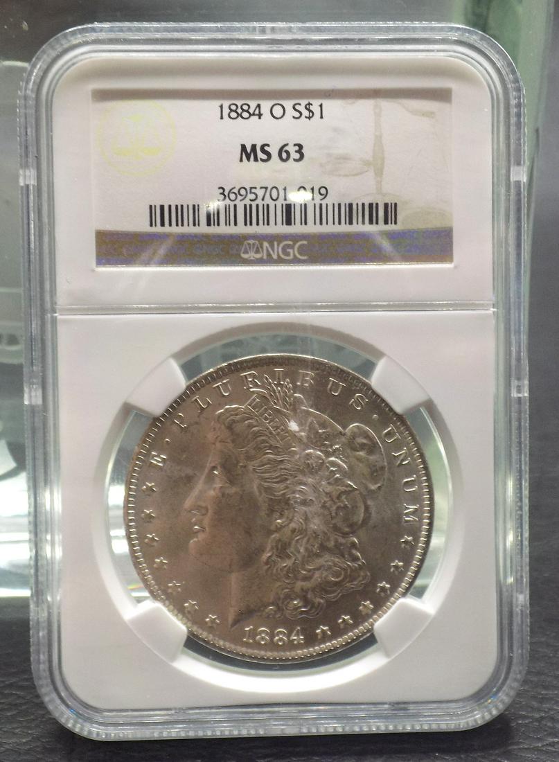 Graded NGC MS63 1884 O Morgan Silver dollar (1 of 3)