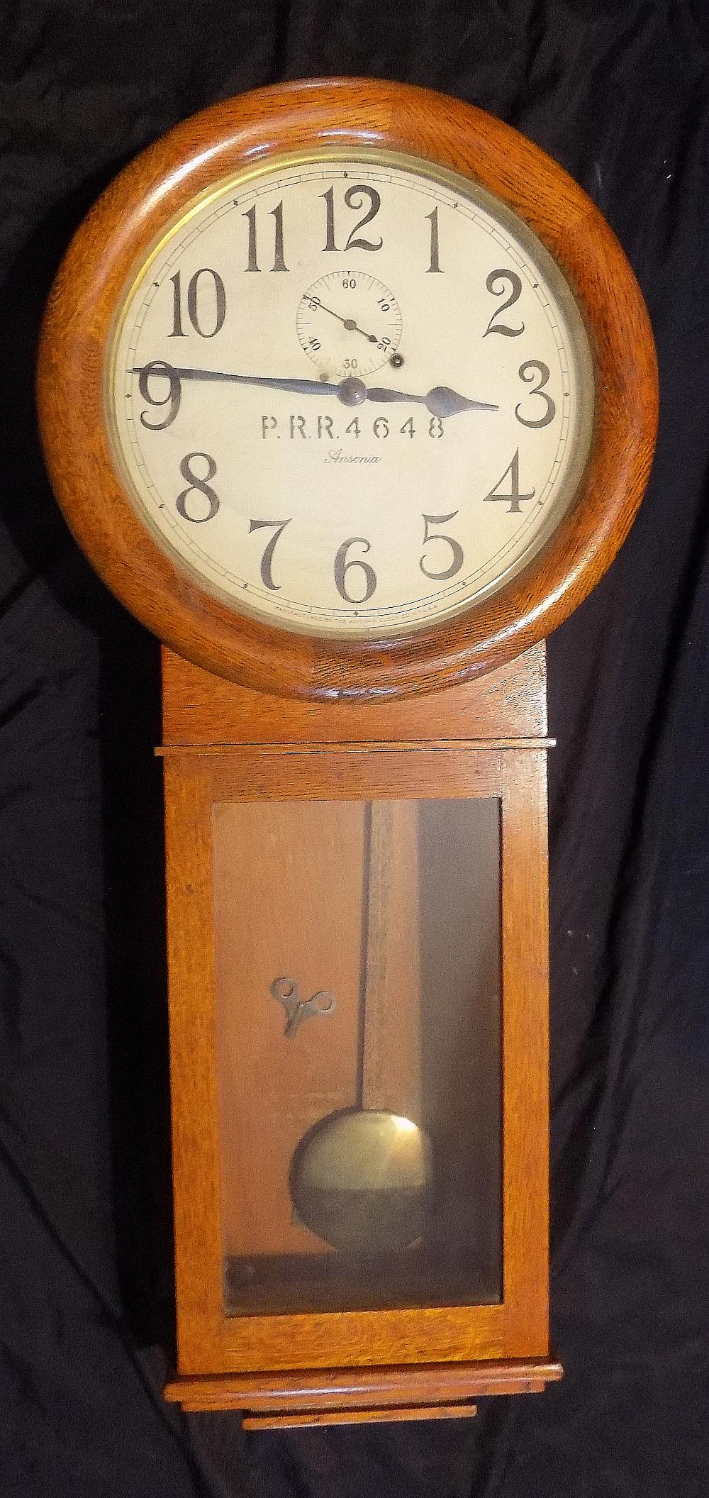 Antique Ansonia Standard Regulator #8 weight wall clock (1 of 6)